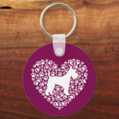 Schnauzer Silhouette Heart Paws Print - Dog Lover キーホルダー (正面)