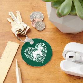 Schnauzer Silhouette Heart Paws Print - Dog Lover キーホルダー