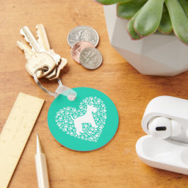 Schnauzer Silhouette Heart Paws Print - Dog Lover キーホルダー