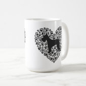 Schnauzer Silhouette Heart Paws Print - Dog Lover コーヒーマグカップ (正面右)