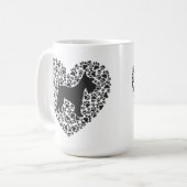 Schnauzer Silhouette Heart Paws Print - Dog Lover コーヒーマグカップ (正面左)
