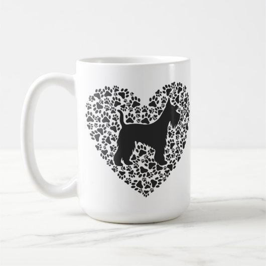 Schnauzer Silhouette Heart Paws Print - Dog Lover コーヒーマグカップ (左)