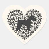 Schnauzer Silhouette Heart Paws Print - Dog Lover ハートシール (正面)