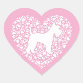 Schnauzer Silhouette Heart Paws Print - Dog Lover ハートシール (正面)
