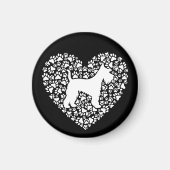 Schnauzer Silhouette Heart Paws Print - Dog Lover マグネット (正面)