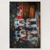 Schnauzer Snowy Sleigh Christmas Decor ジグソーパズル (縦)