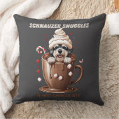 Schnauzer Snuggles & Hot Chocolate クッション (ブランケット)