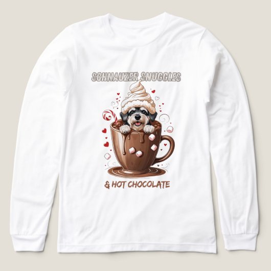 Schnauzer Snuggles & Hot Chocolate トライブレンドＴシャツ (デザイン正面)