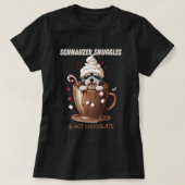 Schnauzer Snuggles & Hot Chocolate Tシャツ (デザイン正面)