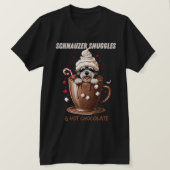Schnauzer Snuggles & Hot Chocolate Tシャツ (デザイン正面)