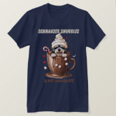 Schnauzer Snuggles & Hot Chocolate Tシャツ (デザイン正面)