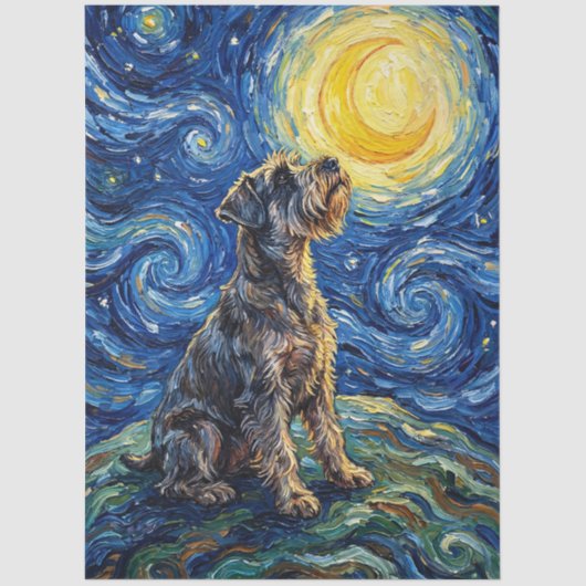 Schnauzer Starry Night Decoupage 薄葉紙 (正面)