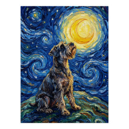 Schnauzer Starry Night Painting ポスター
