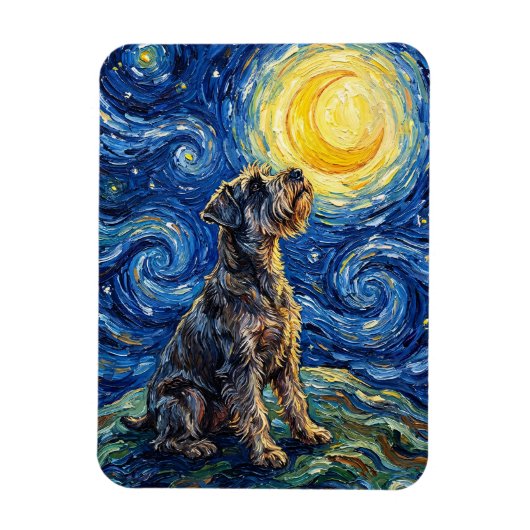 Schnauzer Starry Night Painting Flexible マグネット (縦)
