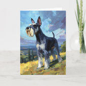 Schnauzer Sunlit Countryside Landscape Art カード (正面)
