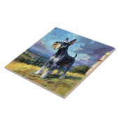 Schnauzer Sunlit Countryside Landscape Art タイル (側面)