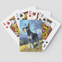 Schnauzer Sunlit Countryside Landscape Art