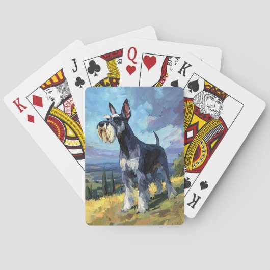 Schnauzer Sunlit Countryside Landscape Art トランプ (裏面)
