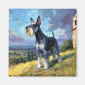 Schnauzer Sunlit Countryside Landscape Art マグネット (正面)
