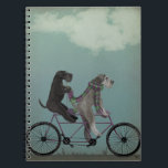 Schnauzer Tandem ノートブック<br><div class="desc">Schnauzer Tandem by Fabfunky. Features schnauzers riding a bicycle in a whimsical,  steampunk style. | 192047D</div>