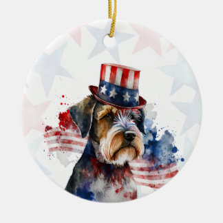 Schnauzer terrier Dog, 4th of july Personalized セラミックオーナメント