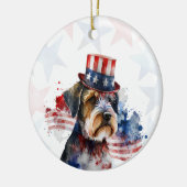 Schnauzer terrier Dog, 4th of july Personalized セラミックオーナメント (左)