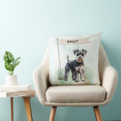 Schnauzer Watercolor Personalized Dog クッション (椅子)