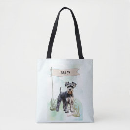 Schnauzer Watercolor Personalized Dog トートバッグ