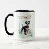 Schnauzer Watercolor Personalized Dog マグカップ (左)