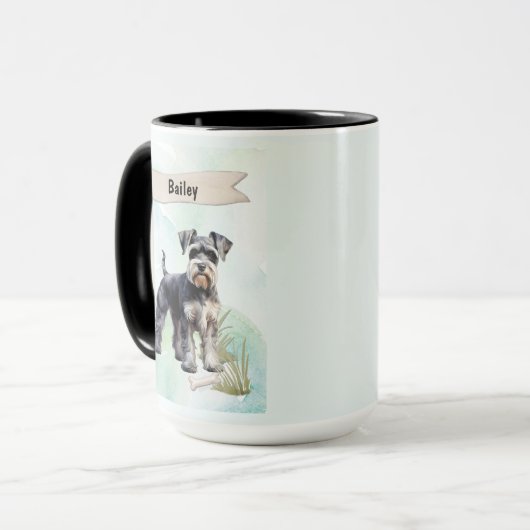 Schnauzer Watercolor Personalized Dog マグカップ (正面左)