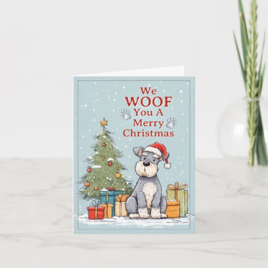 Schnauzer We Woof You a Merry Christmas シーズンカード (正面)