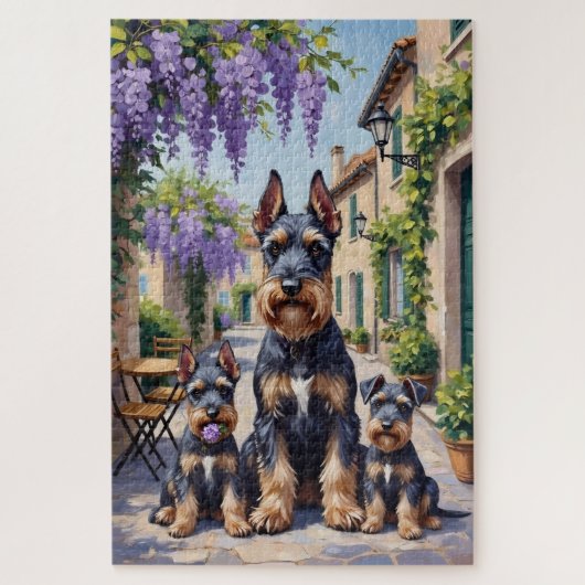 Schnauzer Wisteria Street Art ジグソーパズル (縦)