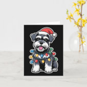 Schnauzer Wrapped In Christmas Lights  カード (黄色い花)
