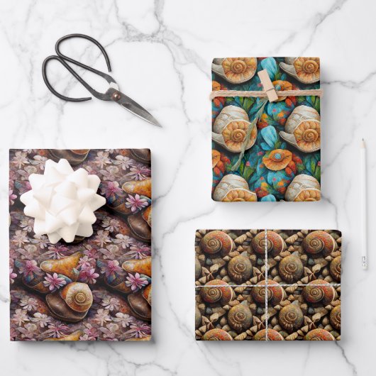 Schneckenhaus Geschenkpapier Set ラッピングペーパーシート (正面)