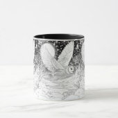 Schnee-Eule im Winter Flug magischer Sternenhimmel マグカップ (中央)