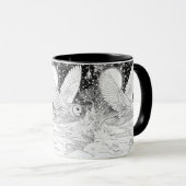 Schnee-Eule im Winter Flug magischer Sternenhimmel マグカップ (正面右)