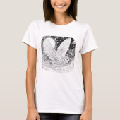 Schneeeule Eule bei Nacht unterm Sternenhimmel Tシャツ (正面)