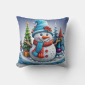 Schneemann in Winterlandschaft -  クッション (正面)