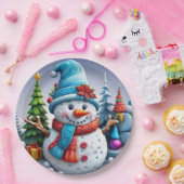 Schneemann in Winterlandschaft -  ペーパープレート (パーティー)