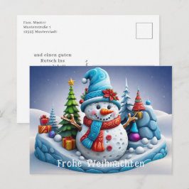 Schneemann in Winterlandschaft -  ポストカード