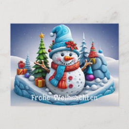 Schneemann in Winterlandschaft -  ポストカード