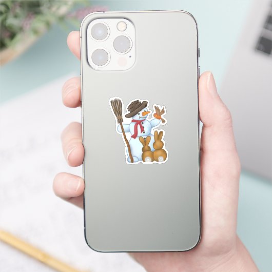 Schneemann mit Tieren  シール (スマートフォン)