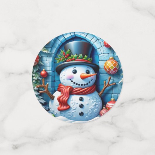 Schneemann mit Weihnachtsdeko -  コンフェッティ (スモール正面)