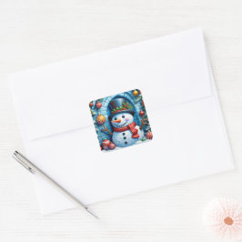 Schneemann mit Weihnachtsdeko -  スクエアシール