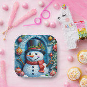 Schneemann mit Weihnachtsdeko -  ペーパープレート (パーティー)