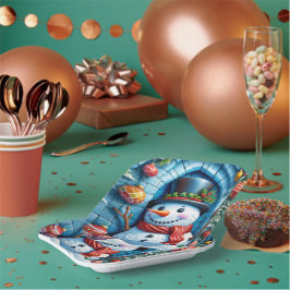 Schneemann mit Weihnachtsdeko -  ペーパープレート