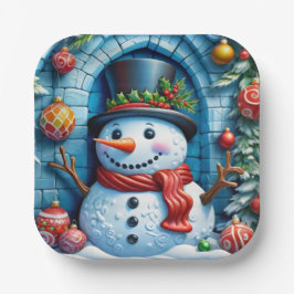 Schneemann mit Weihnachtsdeko -  ペーパープレート