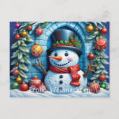 Schneemann mit Weihnachtsdeko -  ポストカード (正面)