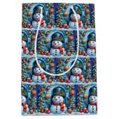 Schneemann mit Weihnachtsdeko - ミディアムペーパーバッグ (正面)