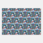 Schneemann mit Weihnachtsdeko -  ラッピングペーパーシート (正面3)